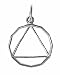 Alcoholics Anonymous AA Symbol Pendant #454-2, 5/8" Wide and 7/8" Tall, Sterling Silver, 12 Sided Medium Size Circle