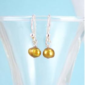 Dainty Pearl and Sterling Silver Gold Earrings