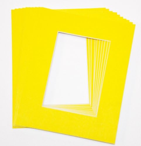 topseller100, Pack of 10 YELLOW 11x14 Picture Mats Matting with White Core Bevel Cut for 8x10 Pictures