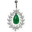 Sterling Silver Belly Ring with Jade/Clear CZ - 14g/5mm ball