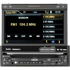 Jensen VM9414 Single DIN MultiMedia Receiver with 7-Inch Inch Flip Out Touch Screen, Integrated Navigation System
