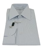 Mens Luciano Barbera White Striped Barrel Cuff Dress Shirt - Size 16.5 (EUR 42) - 34/35