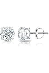 14k Gold 4-Prong Basket Round Diamond Stud Earrings (1/6 - 2 ct, J-K, I1-I2) Screw-Backs