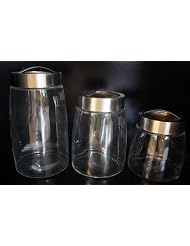 Buy 3pc Set Apothecary Glass Storage Screw-Top Container Jars