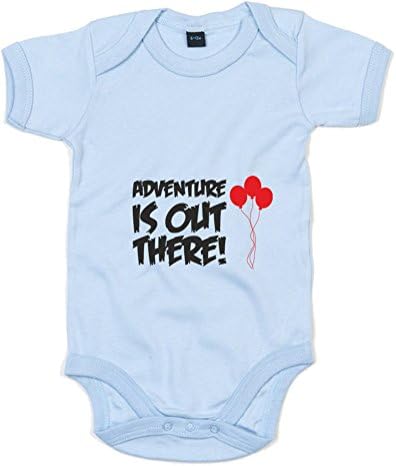 Adventure Is Out There, Printed Baby Grow - Dusty Blue/Black/Red 0-3 Months