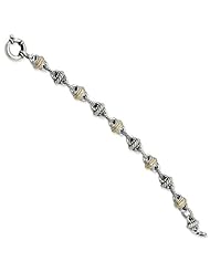 Sterling Silver with 14k Yellow Gold Antiqued Link 7.75in Bracelet