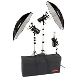 Photogenic StudioMax III AC Power Plus Studio Kit with 3 AKC 320 Constant-Color Monolights, Umbrellas, Background Reflector, Stands & Case.