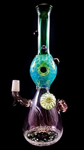 Green Worked Beaker Oil Rig Glass Hookah