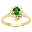 14K Yellow Gold Emerald and Diamond Ring