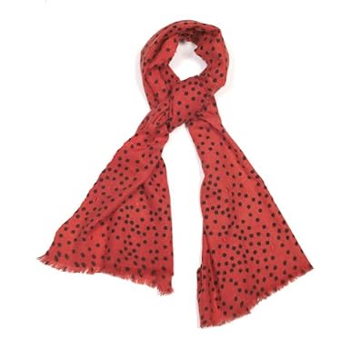 Polka Dot Wool Scarf (Coral Red)