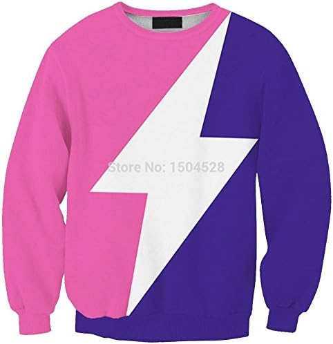 Est 3D Print Pullovers O-Neck Long Sleeve Sweatshirt Sexy Pink Color Matching Lightning Couples Hoodies