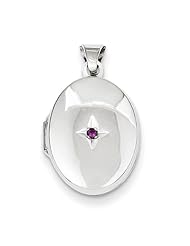 Sterling Silver 17mm Red Synthetic Stone Oval Locket. Metal Wt- 0.91g