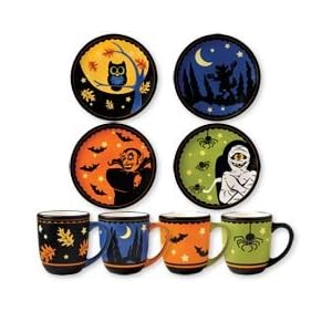 Pfaltzgraff 8 Piece Halloween Mug and Plate Set