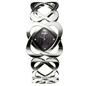 Seksy 4159.37 Ladies Hidden Hearts Swarovski Crystal and Black Mother of Pearl Bracelet Watch