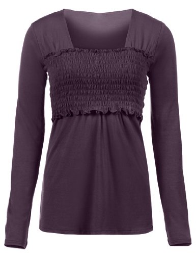 Smocked Babydoll Long Sleeves Nursing Shirt