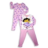 Dora the Explorer - Girls 2 Set Dora 2 Piece Long Sleeve Pajamas, Pink, White, Purple