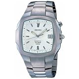 Seiko #SKA355 Men's Titanium 100M Kinetic Square Watch