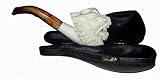 Meerschaum Pipe - Ferocious Lion and Dragon Face Curved Stem Logo Rare Hand Carved Smoking Pipe!