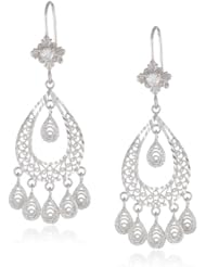 14k White Gold Chandelier Ladies Earrings