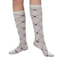 Xhilaration&reg; Socks 3Pk Knee Highs - Black Solid Ribbed/Light Gray/Black With Purple Hearts Argyle Print/White/Dark Gray & Light Gray Stripes - One Size