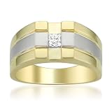 14k Two-Tone Gold Princess-cut Diamond Men's Wedding Band Ring (1/4 cttw, H-I, I1-I2)