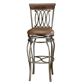 Hillsdale Montello 32-Inch Swivel Bar Stool, Old Steel Finish with Faux Brown Leather by Hillsdale Furniture