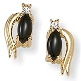 Onyx and Crystal Pierced Earrings