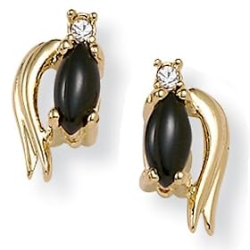 Onyx and Crystal Pierced Earrings by Palm Beach Jewelry
