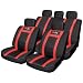 14pce Leather Look Universal Car Seat Covers - Black/Red