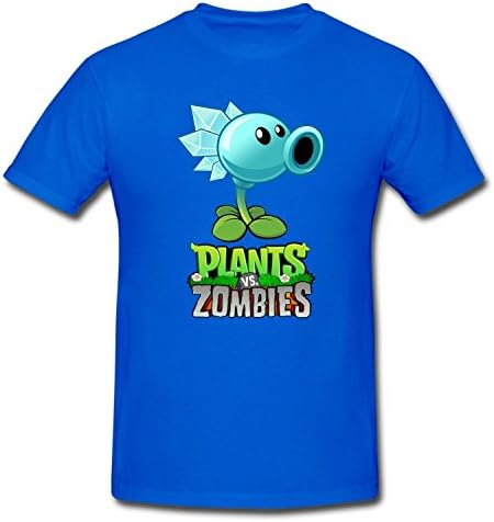 Xiao Hai Boy's And Girl's Plants Vs. Zombies* Funny Cartoon Short Sleeve T-shirt blue S