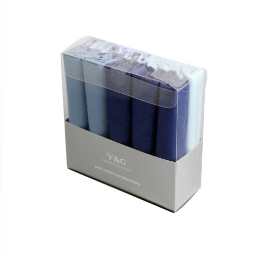 Discount Gift Idea 10 Pack Hankies WHOLESALE LOT MENS Cotton With Presentation Box MH1054 (Various Blues)