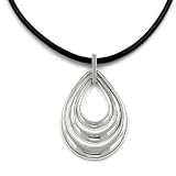 Sterling Silver Scalloped Pendant with 17 Leather Cord