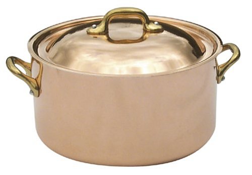 Mauviel Cuprinox Pour La Table Small 0.8-Quart Round Casserole with Lid, Bronze Handles