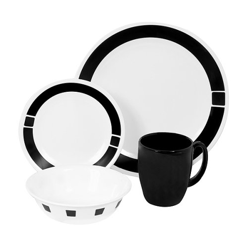 Corelle Livingware 16-Piece Dinnerware Set, Service for 4, Urban Black