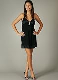 Satin Sheer Pleated Rhinestone Halter Dress LG BLK