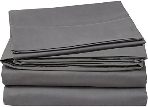 Premium Bedding - 400 Thread Count Bedspread 100% Cotton Hotal Collections 4 Piece Sheet Set Sateen Weave Deep Pocket Breathable Bedding Set King Elephant grey