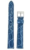 Watch Band Genuine Crocodile Blue Padded Built-In Spring Bars 12 millimeter