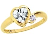 14K Yellow or White Gold Simply Heart Gemstone Ring-White Topaz-full, half sizes from 5-8.5