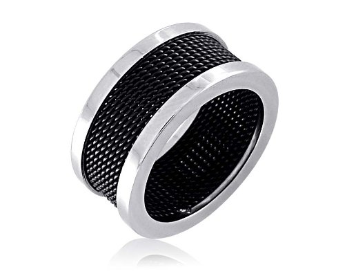Mens Stainless Steel Mesh Band Ring, Size 10