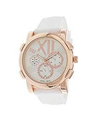 Mark Naimer Fashion Watch in White Silicone Band with Rose Gold Color Stylish Dial and Mini Dial Displays