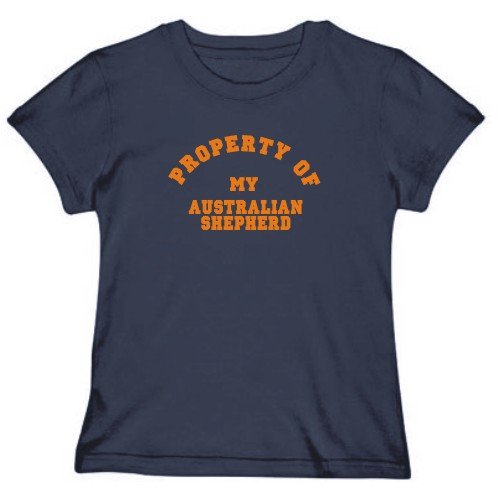 T-Shirt Woman Navy Blue  Property Of My Australian Shepherd  Dog