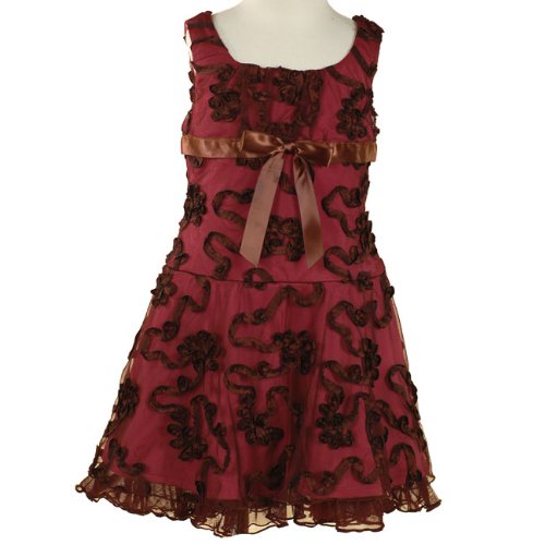 Little Girls Special Occasion Dress BURGUNDY Holiday BONNIE JEAN Christmas 4-6X
