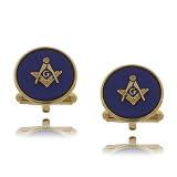 Thumbnail image for Blue Masonic Cuff Links Gold Tone W/ Signet – Gents New