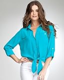 bebe Tie Front Silk Blouse