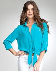 Silk Tie Front Blouse