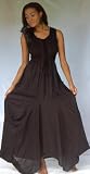 BLACK DRESS MAXI SMOCKED POCKET BOHO FITS - M L XL 1X 2X - T653S