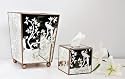Bird Antique Mirror Tissue Box (White) (5.25x5.25x5.5&rdquo;)|M-TB-WB