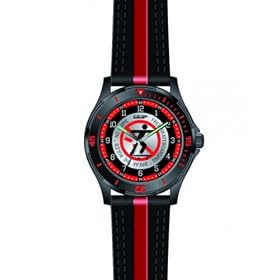 DDP - 4041601 - Montre Gar�on - Quartz Analogique - Cadran Multicolore - Bracelet Caoutchouc Noir/Rouge