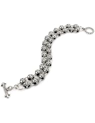 Twisted Blade Silver Round Cross Double Link 9 Inch Bracelet