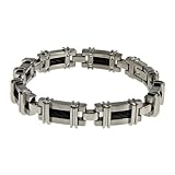 Titanium Bracelets with Matte finish and shiny polish (Black Cable) - Length: 8.5